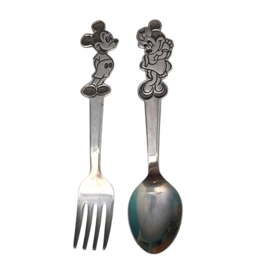 VNT Disney Mickey & Minnie Mouse Child’s Fork & Spoon Set-Stainless Steel